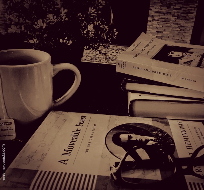 Monochrome, Black & White, photography, Books, hot cup of tea, coffee, cozy, WPC, Weekly Photo Challenge, WordPress, The daily Post
