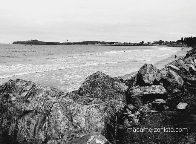 Black and white, B&amp;W, Monochromes, Photography, iPhone, sea, ocean, shore, rocks, waves,